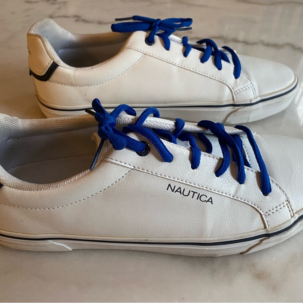 Nautica LEONARD Mens Lace Up Fashion Sneaker Boat Shoe white size 9.5